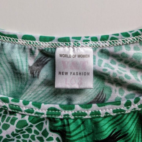 Green floral cap sleeve blouse - Picture 7 of 8